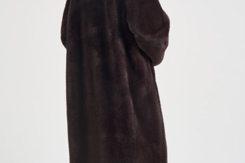 Cappotto donna lungo in ecopelliccia marrone scuro 107168A3FK CALENDULAL72 PINKO 