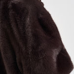 Cappotto donna lungo in ecopelliccia marrone scuro 107168A3FK CALENDULAL72 PINKO 