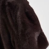 Cappotto donna lungo in ecopelliccia marrone scuro 107168A3FK CALENDULAL72 PINKO 