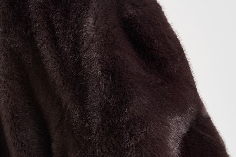 Cappotto donna lungo in ecopelliccia marrone scuro 107168A3FK CALENDULAL72 PINKO 