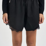 Shorts donna con pizzo e coulisse neri 107584 A3KE SHITAZ99NERO PINKO 