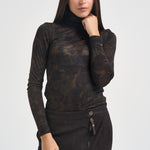 Maglia donna dolcevita camouflage marrone BRENDOLA107735 A3MTSD3 PINKO 