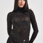 Maglia donna dolcevita camouflage marrone BRENDOLA107735 A3MTSD3 PINKO 