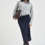 Gonna donna midi gessata blu navy CAPENA107706 A3MCEI1 PINKO 