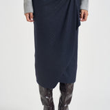 Gonna donna midi gessata blu navy CAPENA107706 A3MCEI1 PINKO 