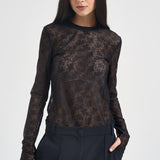 Maglia donna in tulle semitrasparente nera CASALFERRO107805 A3OJZ99 PINKO 
