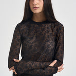 Maglia donna in tulle semitrasparente nera CASALFERRO107805 A3OJZ99 PINKO 