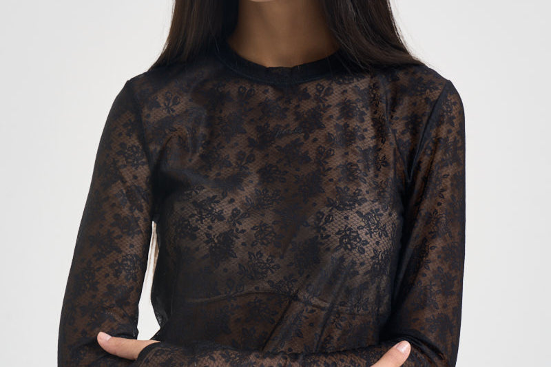 Maglia donna in tulle semitrasparente nera CASALFERRO107805 A3OJZ99 PINKO 