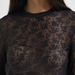 Maglia donna in tulle semitrasparente nera CASALFERRO107805 A3OJZ99 PINKO 