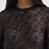 Maglia donna in tulle semitrasparente nera CASALFERRO107805 A3OJZ99 PINKO 