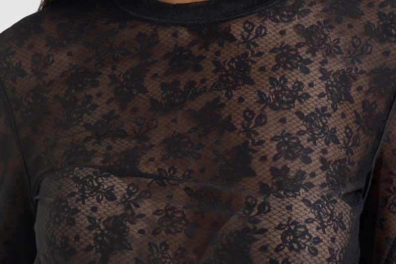 Maglia donna in tulle semitrasparente nera CASALFERRO107805 A3OJZ99 PINKO 