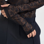 Maglia donna in tulle semitrasparente nera CASALFERRO107805 A3OJZ99 PINKO 