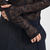 Maglia donna in tulle semitrasparente nera CASALFERRO107805 A3OJZ99 PINKO 