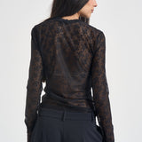 Maglia donna in tulle semitrasparente nera CASALFERRO107805 A3OJZ99 PINKO 