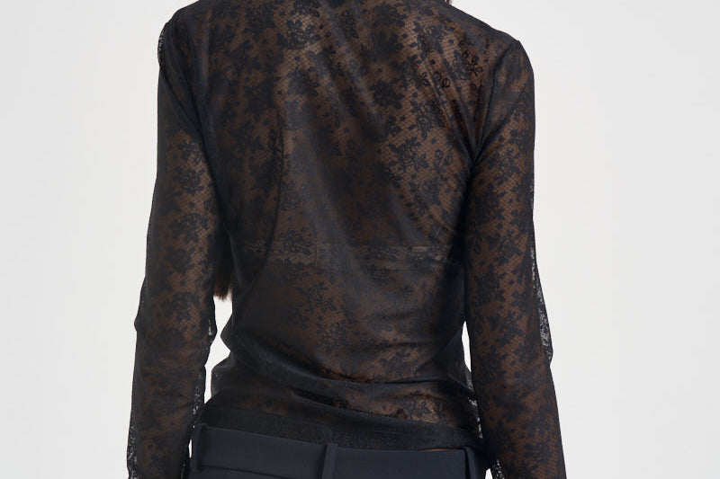 Maglia donna in tulle semitrasparente nera CASALFERRO107805 A3OJZ99 PINKO 