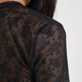 Maglia donna in tulle semitrasparente nera CASALFERRO107805 A3OJZ99 PINKO 