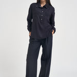 Camicia donna con tasconi in twill viscosa blu navy COROLLE107843 A30PG03 PINKO 