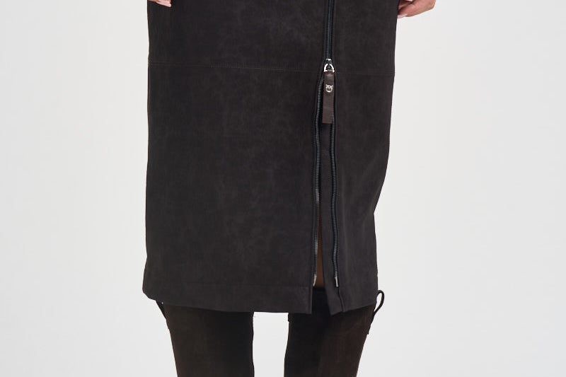 Gonna donna Nabuk midi con zip marrone MONTIANO107806 A3MDM04 PINKO 