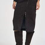 Gonna donna Nabuk midi con zip marrone MONTIANO107806 A3MDM04 PINKO 