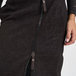Gonna donna Nabuk midi con zip marrone MONTIANO107806 A3MDM04 PINKO 