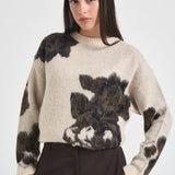 Maglia donna over fantasia panna RUGGITO107861 A3P2SD3 PINKO 