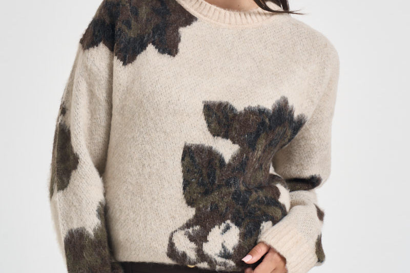 Maglia donna over fantasia panna RUGGITO107861 A3P2SD3 PINKO 