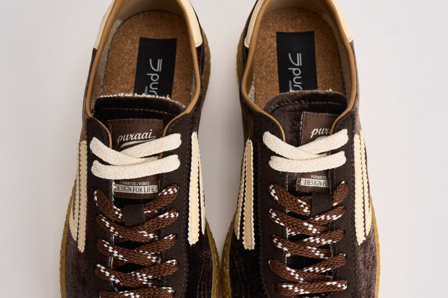 Sneakers donna Velvet marrone e giallo pastello PU601X 025 PURAAI 