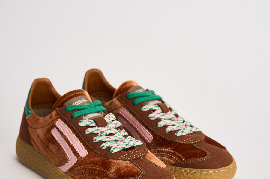 Sneakers donna Velvet marrone, rosa e verde PU601X 044 PURAAI 