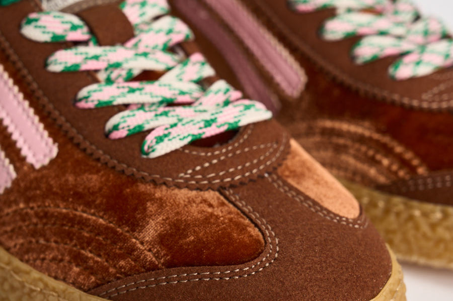 Sneakers donna Velvet marrone, rosa e verde PU601X 044 PURAAI 