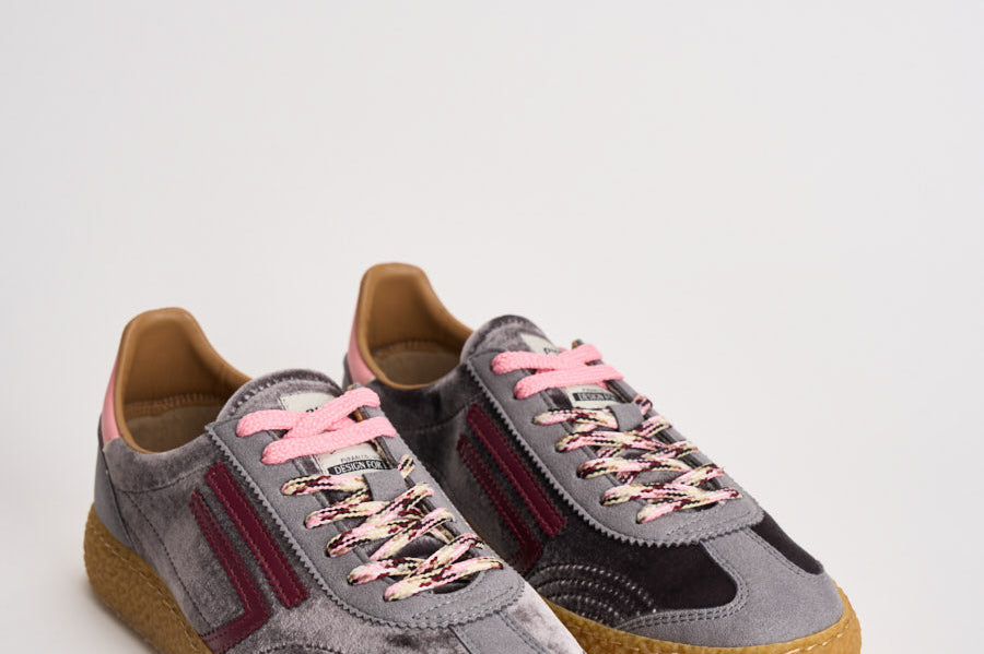 Sneakers donna Velvet grigie, rosa e bordeaux PU601X 060 PURAAI 