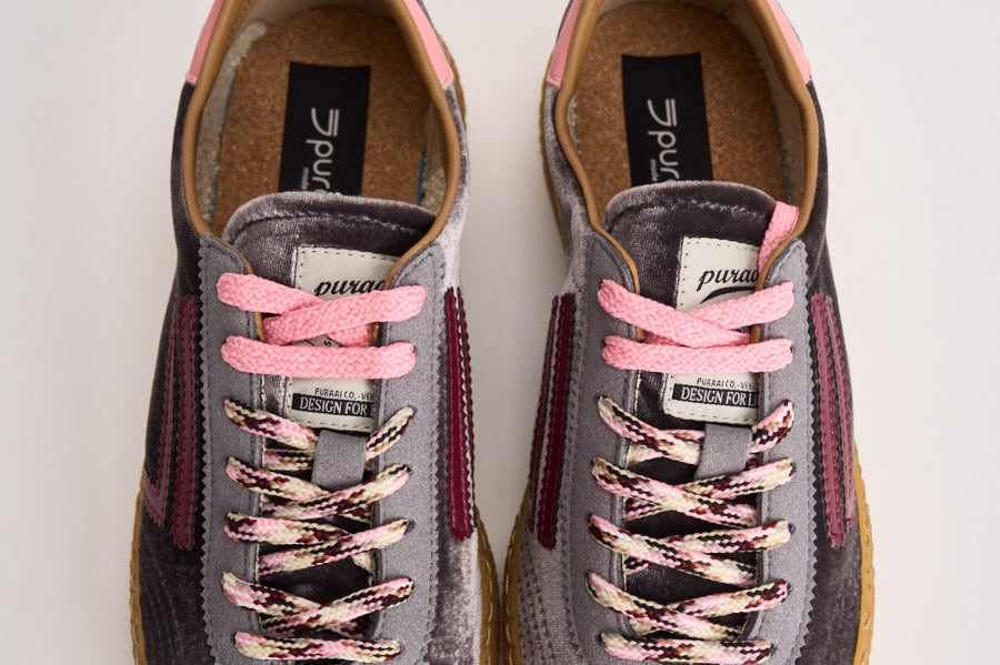 Sneakers donna Velvet grigie, rosa e bordeaux PU601X 060 PURAAI 