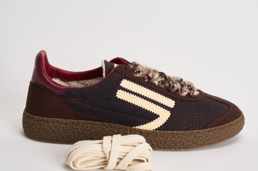 Sneakers donna marroni, bordeaux e panna PU601X 067 PURAAI 