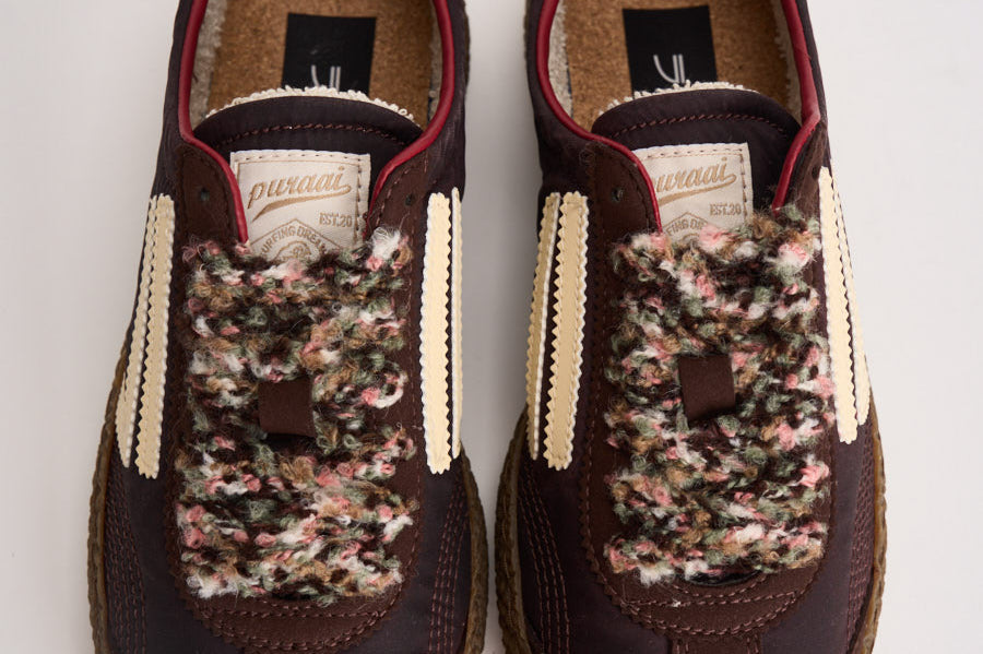 Sneakers donna marroni, bordeaux e panna PU601X 067 PURAAI 