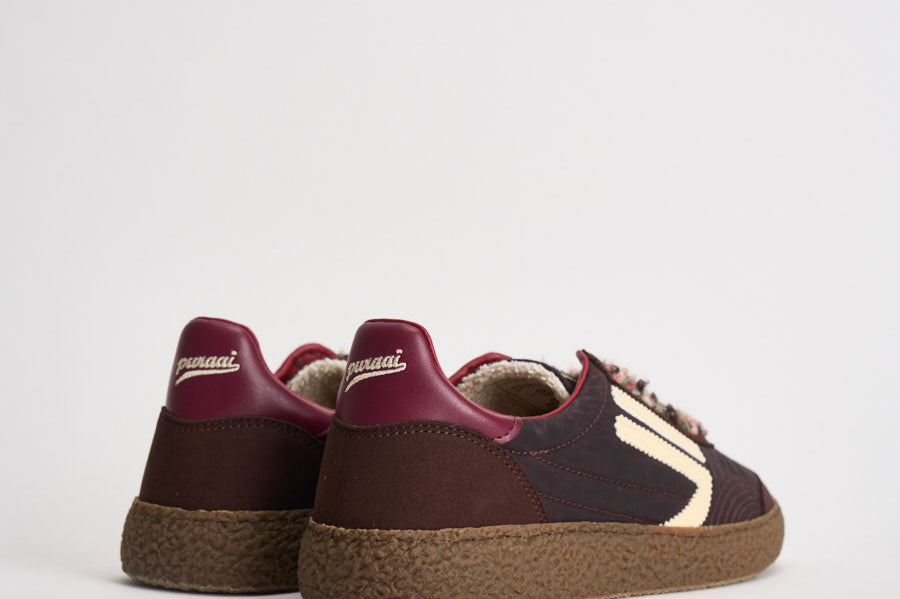 Sneakers donna marroni, bordeaux e panna PU601X 067 PURAAI 