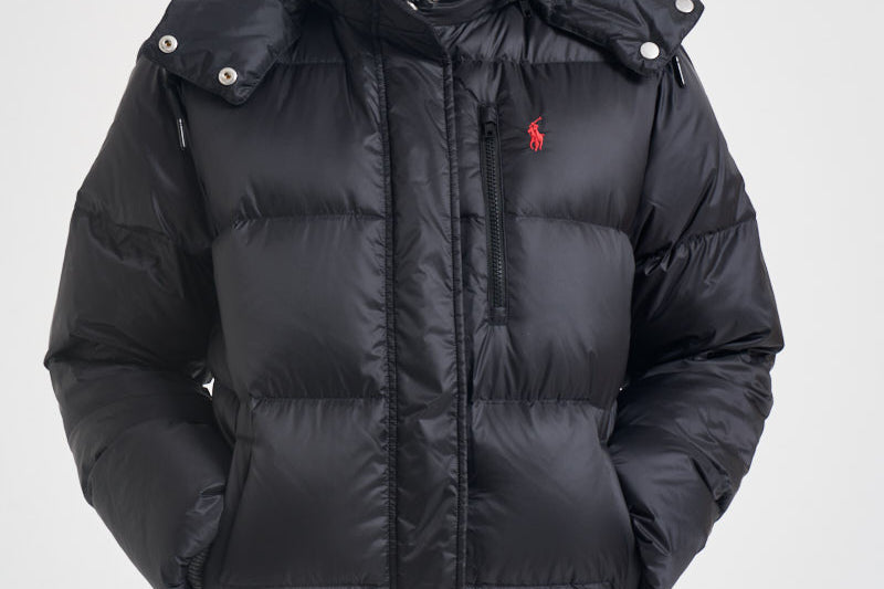 Piumino donna con cappuccio nero 211932183 002 RALPH LAUREN 