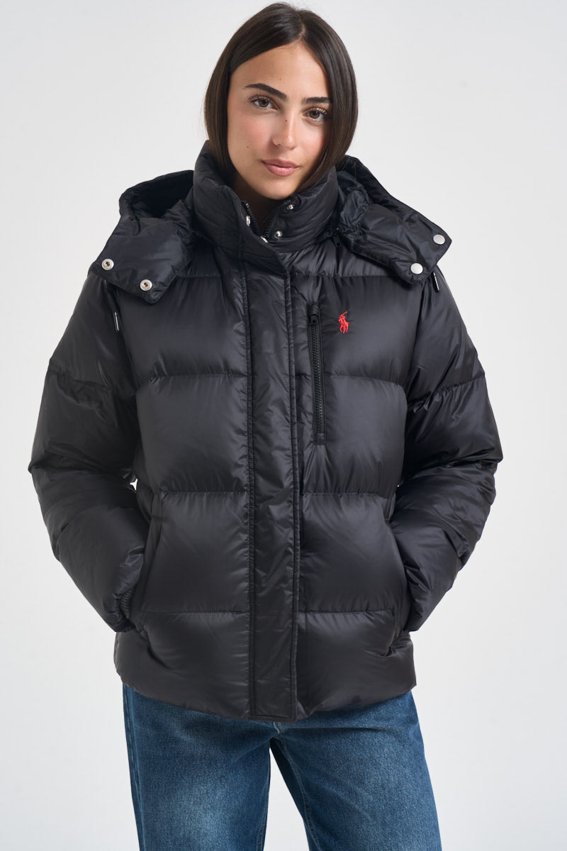 Piumino donna con cappuccio nero 211932183 002 RALPH LAUREN 
