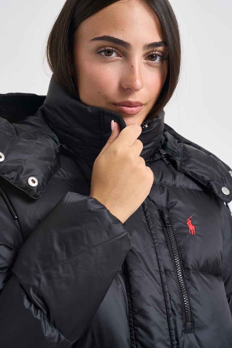 Piumino donna con cappuccio nero 211932183 002 RALPH LAUREN 