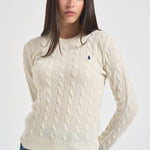 Maglia donna girocollo a treccia panna 211971865 001 RALPH LAUREN 