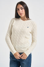 Maglia donna girocollo a treccia panna 211971865 001 RALPH LAUREN 