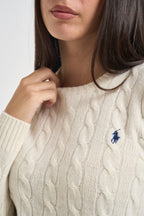 Maglia donna girocollo a treccia panna 211971865 001 RALPH LAUREN 