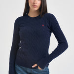 Maglia donna girocollo a treccia blu notte 211971865 003 RALPH LAUREN 