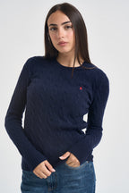 Maglia donna girocollo a treccia blu notte 211971865 003 RALPH LAUREN 