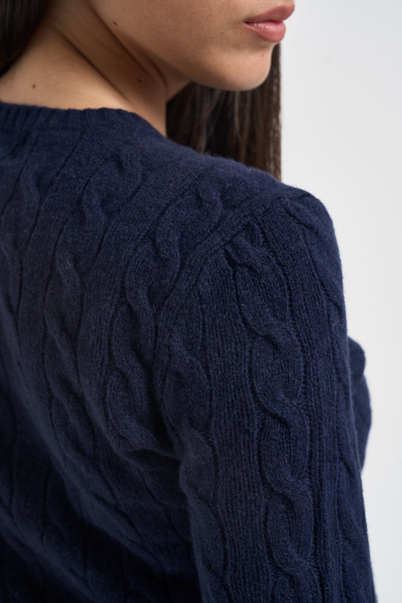 Maglia donna girocollo a treccia blu notte 211971865 003 RALPH LAUREN 