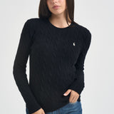 Maglia donna girocollo a treccia nera 211971865 005 RALPH LAUREN 