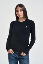 Maglia donna girocollo a treccia nera 211971865 005 RALPH LAUREN 