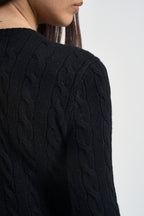 Maglia donna girocollo a treccia nera 211971865 005 RALPH LAUREN 