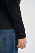 Maglia donna girocollo a treccia nera 211971865 005 RALPH LAUREN 