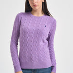 Maglia donna girocollo a treccia lilla 211971865 502 RALPH LAUREN 