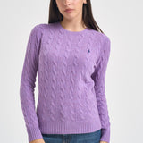 Maglia donna girocollo a treccia lilla 211971865 502 RALPH LAUREN 