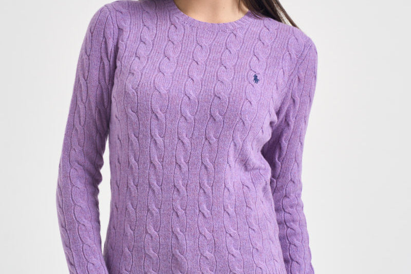 Maglia donna girocollo a treccia lilla 211971865 502 RALPH LAUREN 